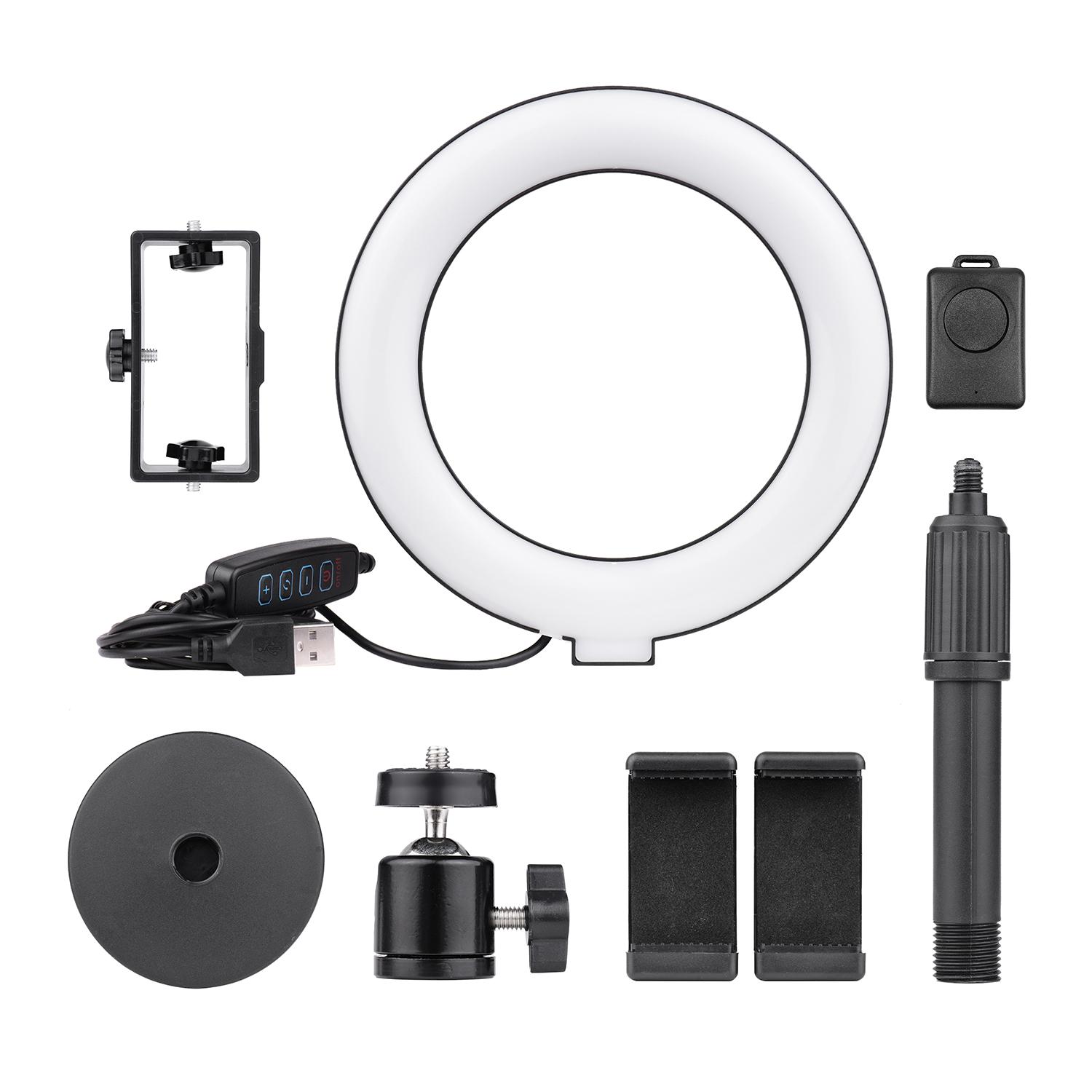 Dđèn LED Ring Light 3200-5600K Có thể điều chỉnh độ sáng 10 cấp với đầu bóng để bàn 6,5 inch / 16cm