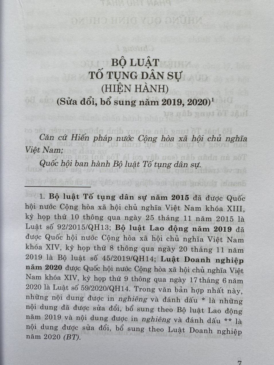 Bộ Luật Tố Tụng Dân Sự ( Hiện Hành ) ( Sửa Đổi, Bổ Sung Năm 2019,2020 )