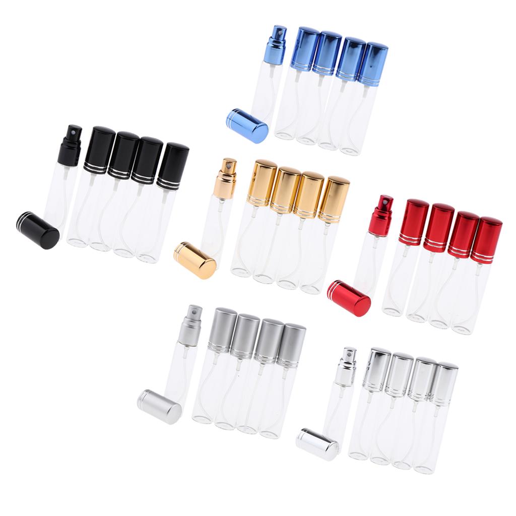 5 Pieces 10ml Empty Refillable Glass Perfume Spray Bottles Vial Black