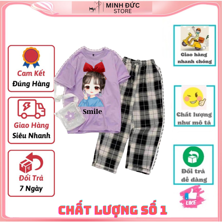 Sét Bộ Nữ SS10, Sét Đồ Nữ Đi Chơi Đẹp In HìnhVà Chữ Cô Gái Nơ Đỏ Dễ Thương
