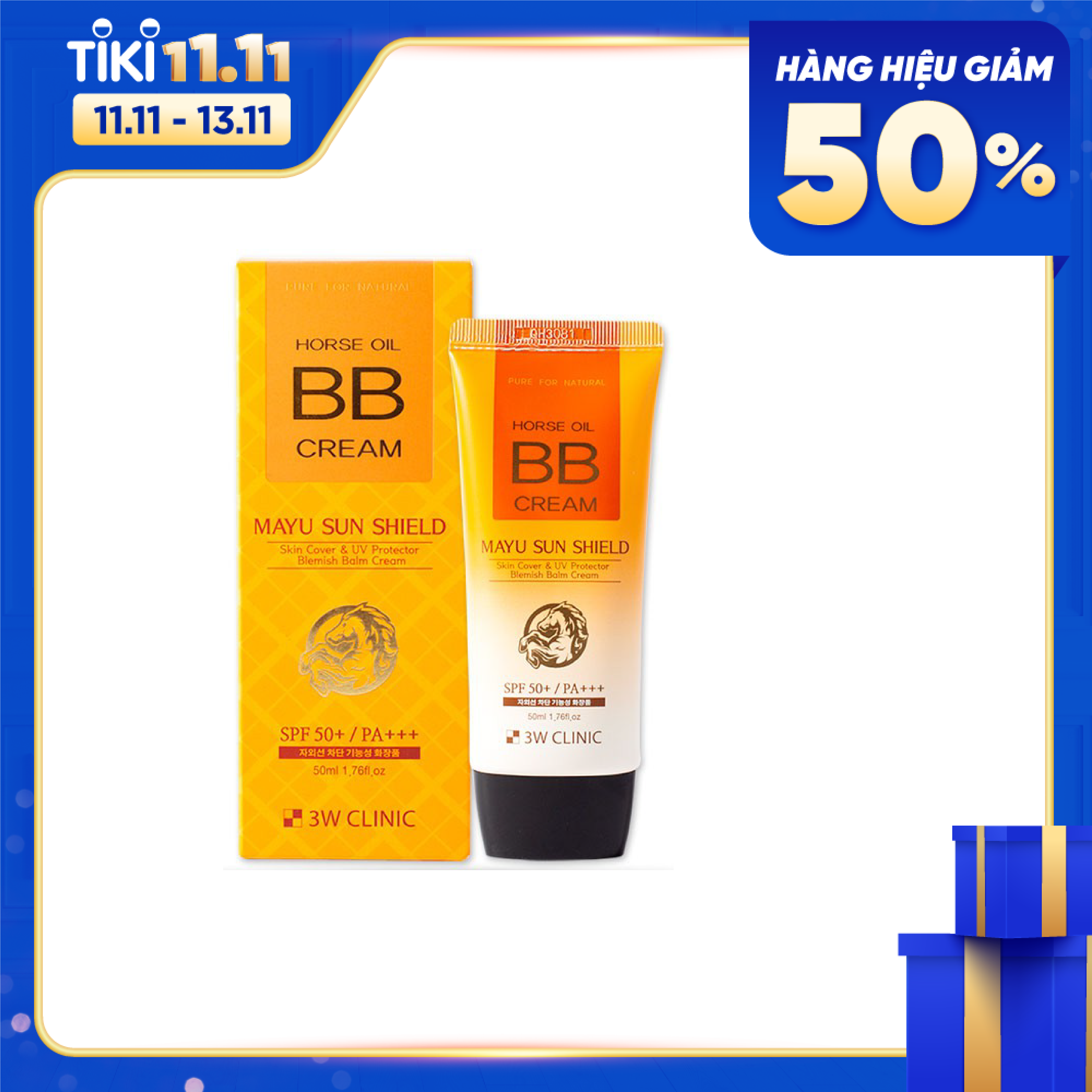 Kem nền trang điểm BB tinh chất dầu ngựa 3W CLINIC Hàn Quốc 50ml