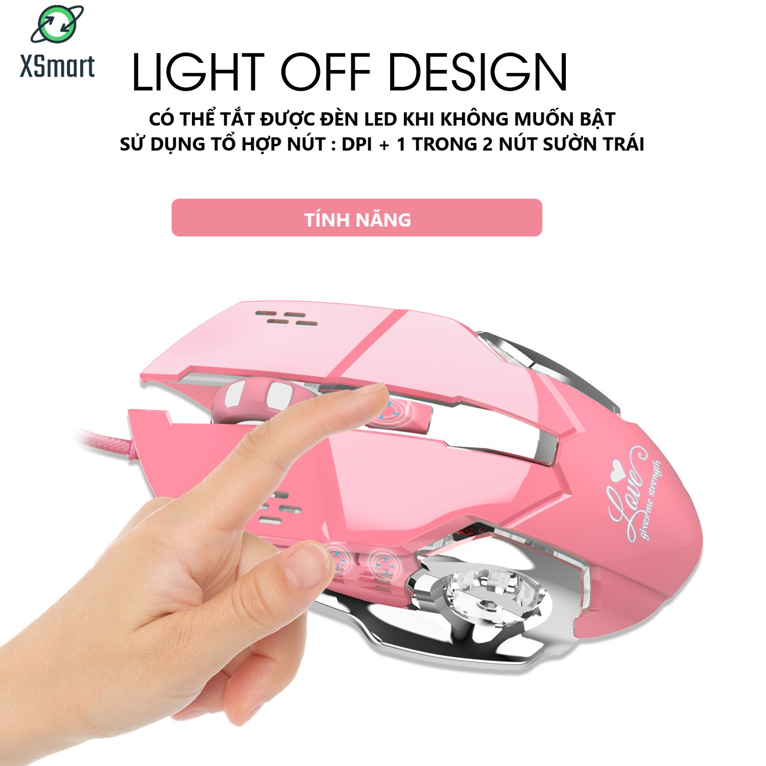 Chuột Chơi Game Hồng Pink X500 Limited XSmart Bản Đặc Biệt, Led Đổi Màu Cực Đẹp, Thiết Kế Gaming Cho Máy Tính, PC, Laptop - Hàng Chính Hãng