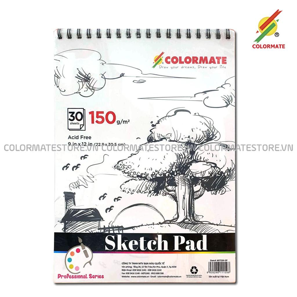 Giấy vẽ Sketch Pad A4 định lượng 150GMS tập 30 tờ, giấy vẽ phác thảo - COLORMATE