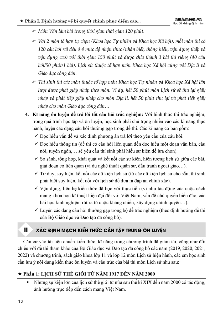 55 ĐỀ THI MINH HỌA MÔN LỊCH SỬ (CHỌN LỌC)_MOON