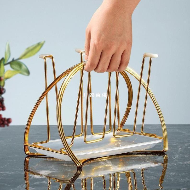 Giá úp 6 cốc Inox mạ vàng