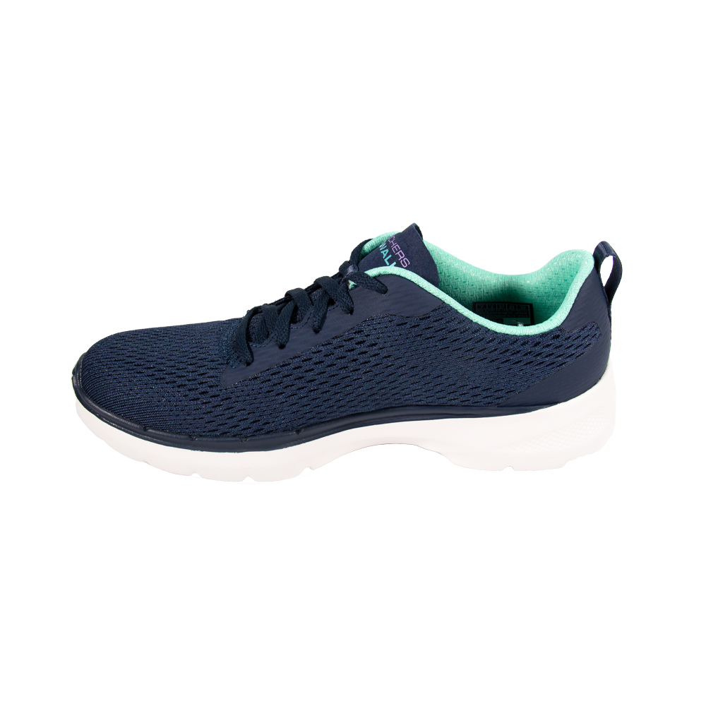 Skechers Nữ Giày Thể Thao Đi Bộ Giặt Máy Được, Tập Gym, Đi Học, Đi Làm, Thường Ngày GOwalk 6 High Energy Walking Air-Cooled Goga Mat Dual-Density, Hyper Pillar Technology, Machine Washable, Ortholite, Ultra Go, Vegan - 124619-NVAQ