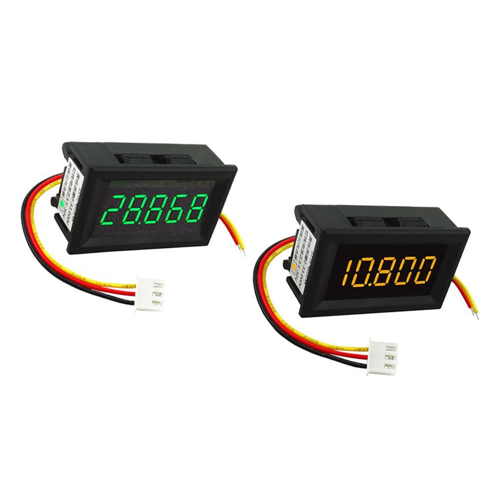 2PCS - DC 3.5-30V 3 Wire LED Digital Display Voltmeter Volt Meter Panel 1xGreen+1xYellow Words Display