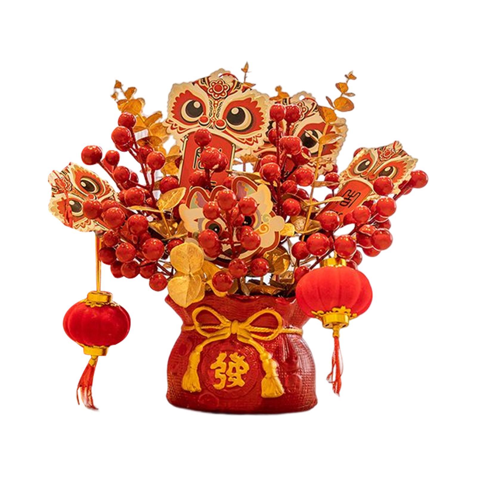 2Pcs Artificial Potted Flower Bonsai Hotel New Year  Indoor