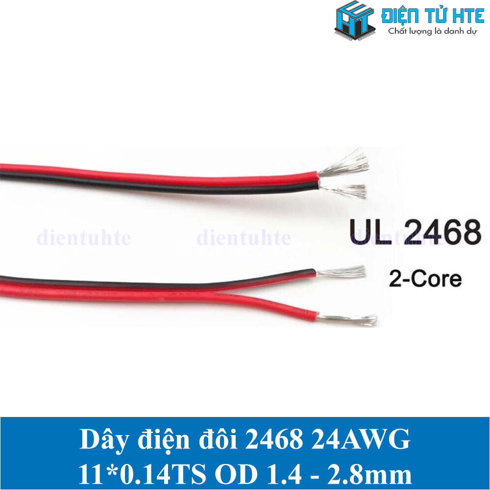 Combo 5 mét Dây điện đôi Đen đỏ 2468 24AWG 11*0.14TS OD 1.4 - 2.8mm