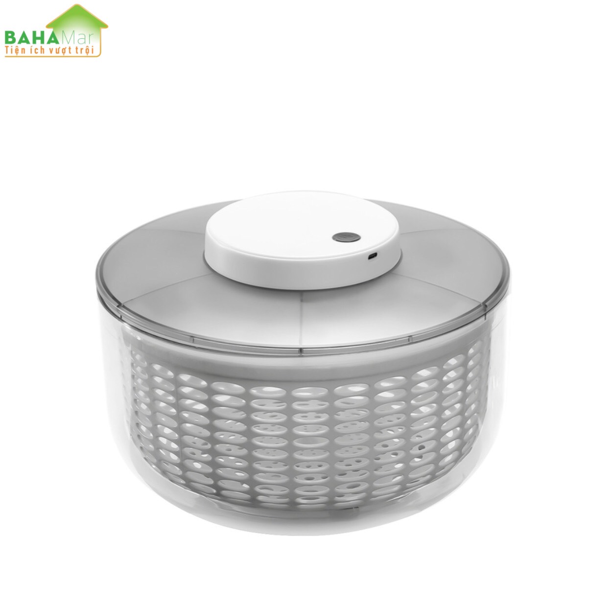 CHẬU - RỔ QUAY VẮT TÁCH NƯỚC LÀM KHÔ RAU BẰNG ĐIỆN "BAHAMAR" chạy bằng điện và có thể sạc lại bằng USB, chỉ cần bật nút nguồn để khởi động và tự động dừng sau 20 giây