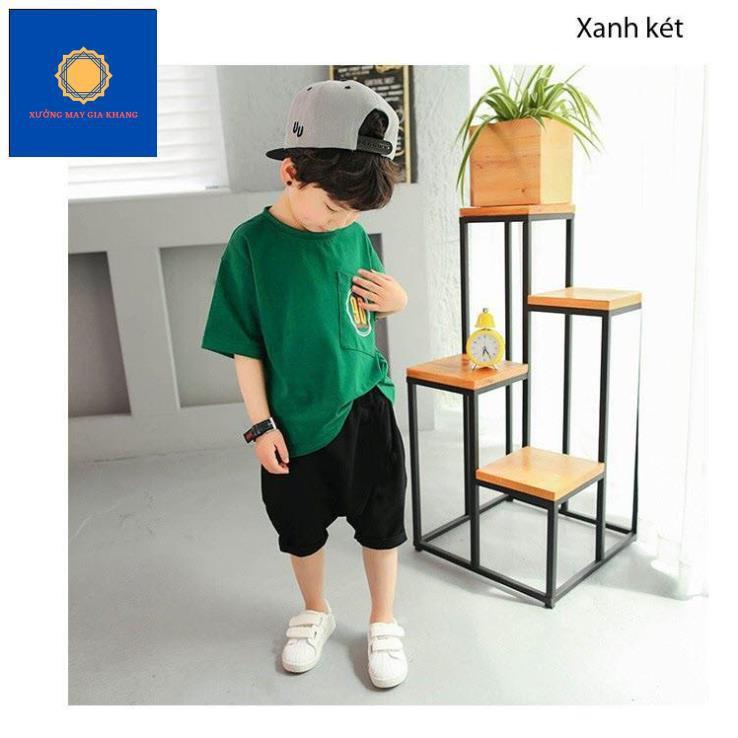 Đồ bộ bé trai, kiểu áo trễ vai, quần alibaba - Gia Khang
