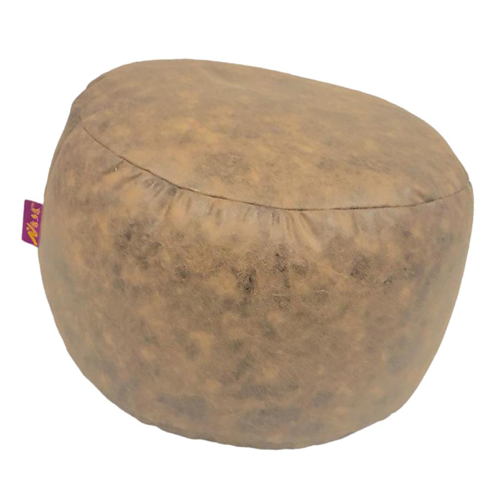 Brown Round Ottoman Pouf Cover Footstool Slipcover