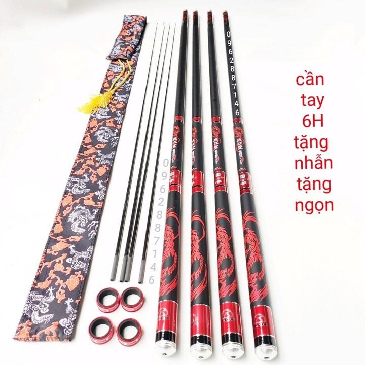 Cần câu tay xích long 6H catbon tặng ngọn phụ