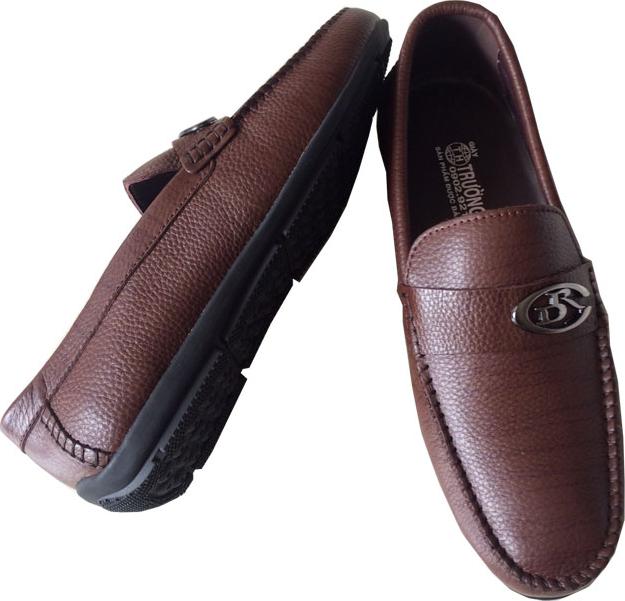 Giày mọi nam nâu da bò cao cấp đế cao su GM019