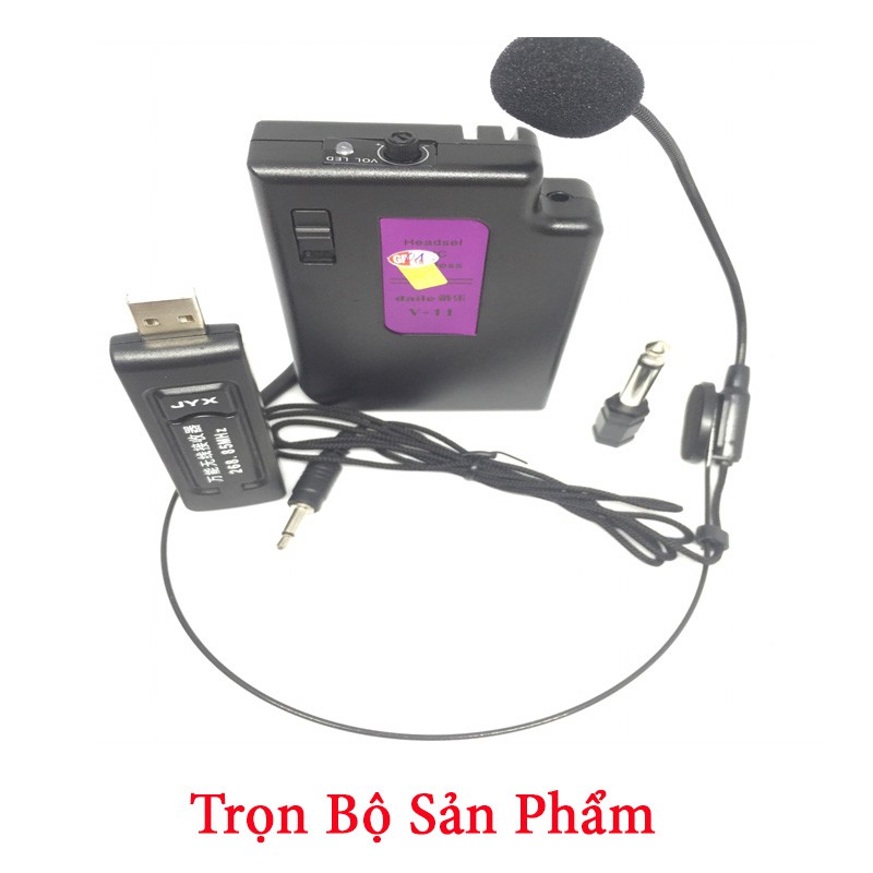 Mic không dây V11 NHỎ GỌN dòng mic đa năng phù hợp tất cả loa kéo và âm ly có hỗ trợ mic- Hàng Chính Hãng