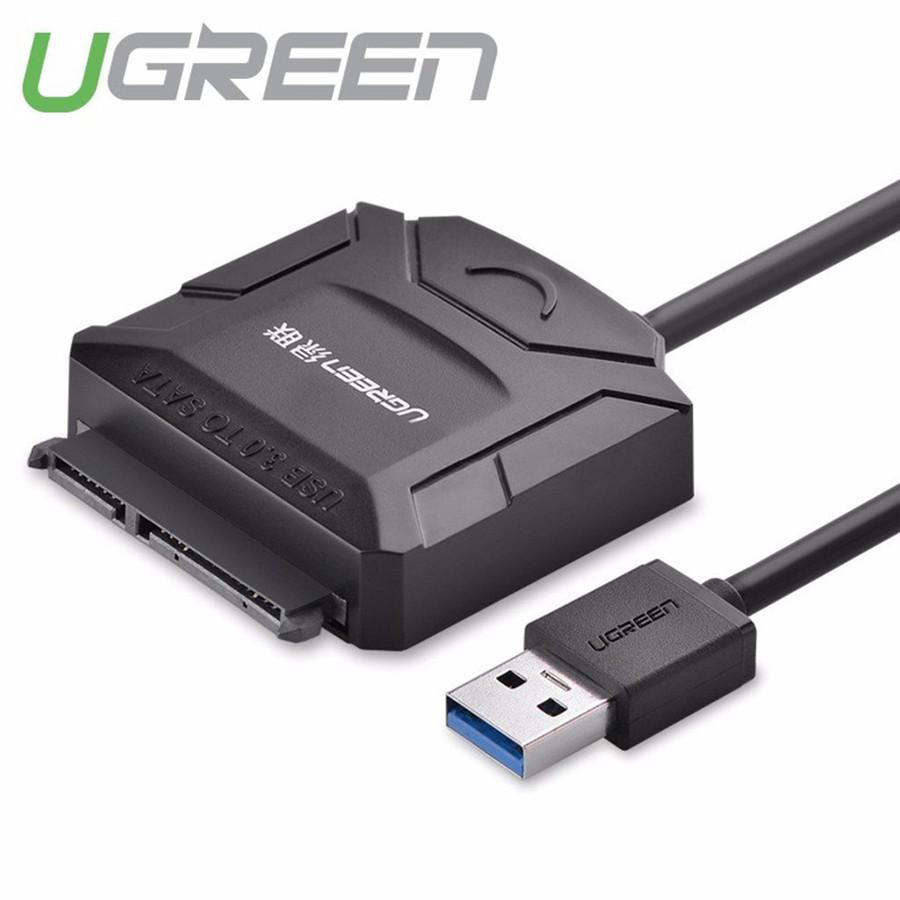 Cáp đọc dữ liệu ổ cứng USB 3.0 sang SATA Ugreen 20611 - 20231 kèm dây nguồn 12V2A dài 50cm - Hàng Chính Hãng