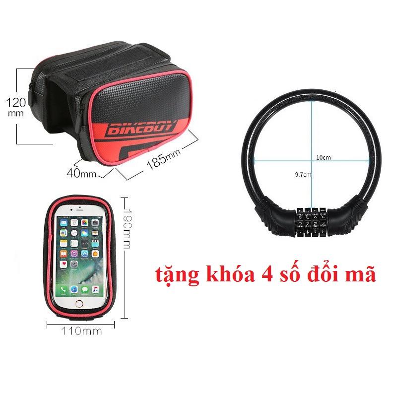 Túi 4 Ngăn Treo Sườn Xe Đạp Kèm Túi Chống Nước Cho Điện Thoại
