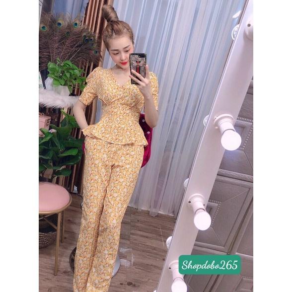Đồ bộ nữ,đồ ngủ mặc nhà vải lụa họa tiết hoa nhí siêu cưng size 45-57kg.