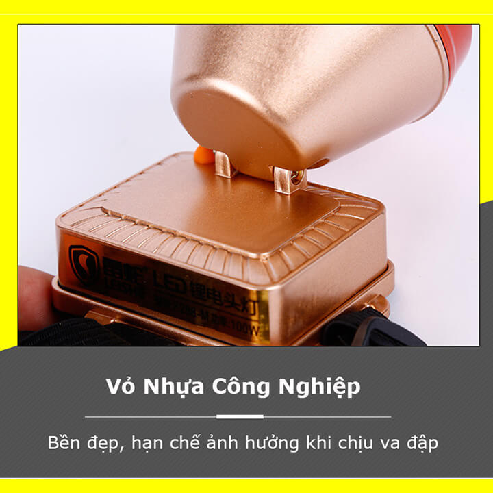 Đèn pin đội đầu 1 bóng siêu sáng chiếu xa 500m, công suât 100W, chống thấm nước IPX6, đèn đeo trán