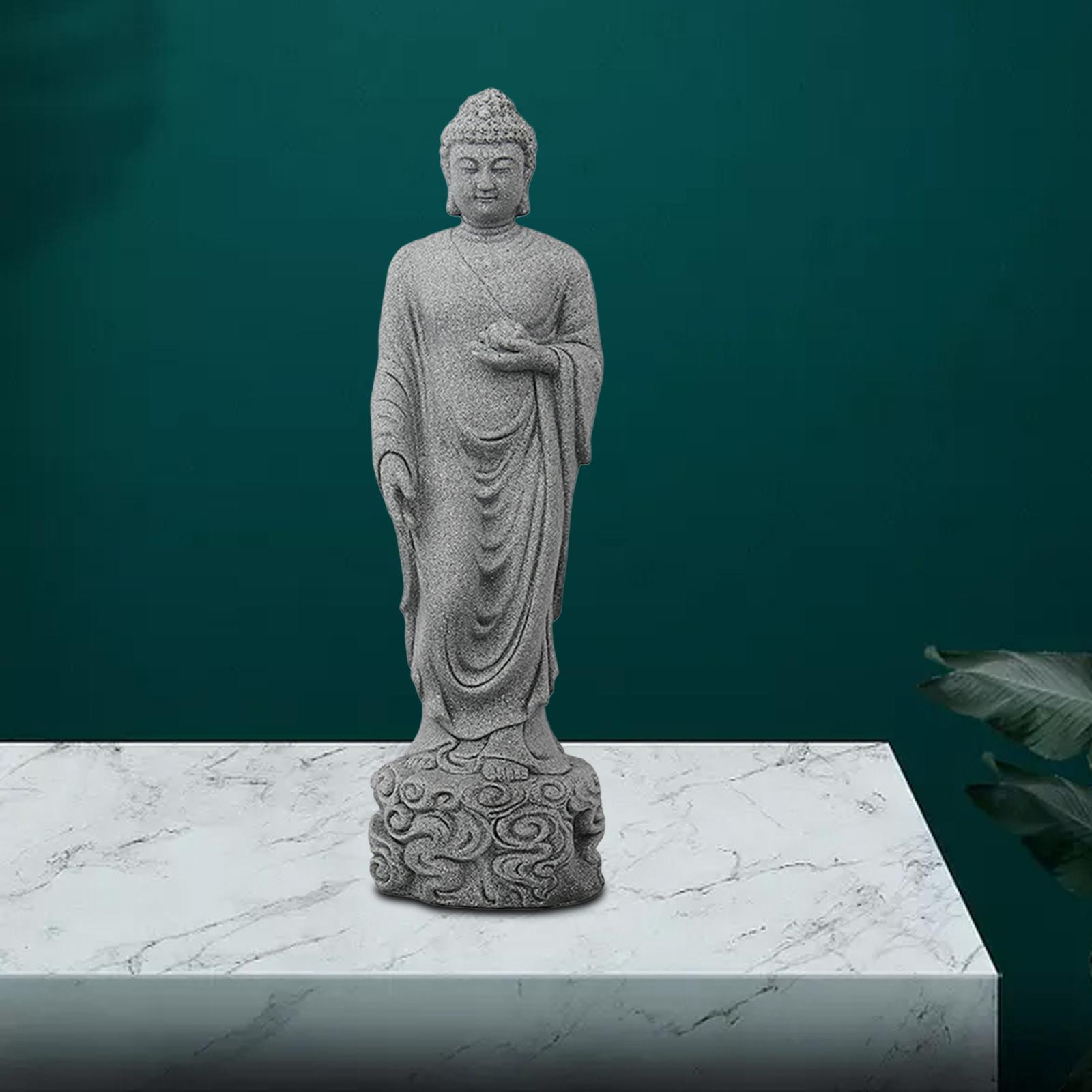 Small Buddha Statue Meditation Gift Standing Craft Porch Garden Home