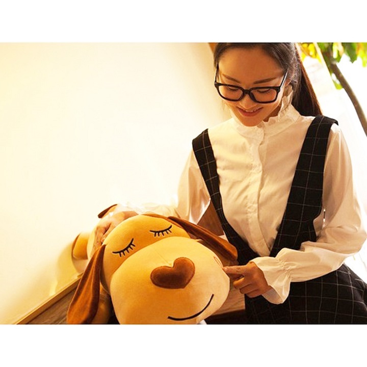 Gấu bông chó dài nâu, thú nhồi bông chó lười cao cấp vải nhung co giãn 4 chiều