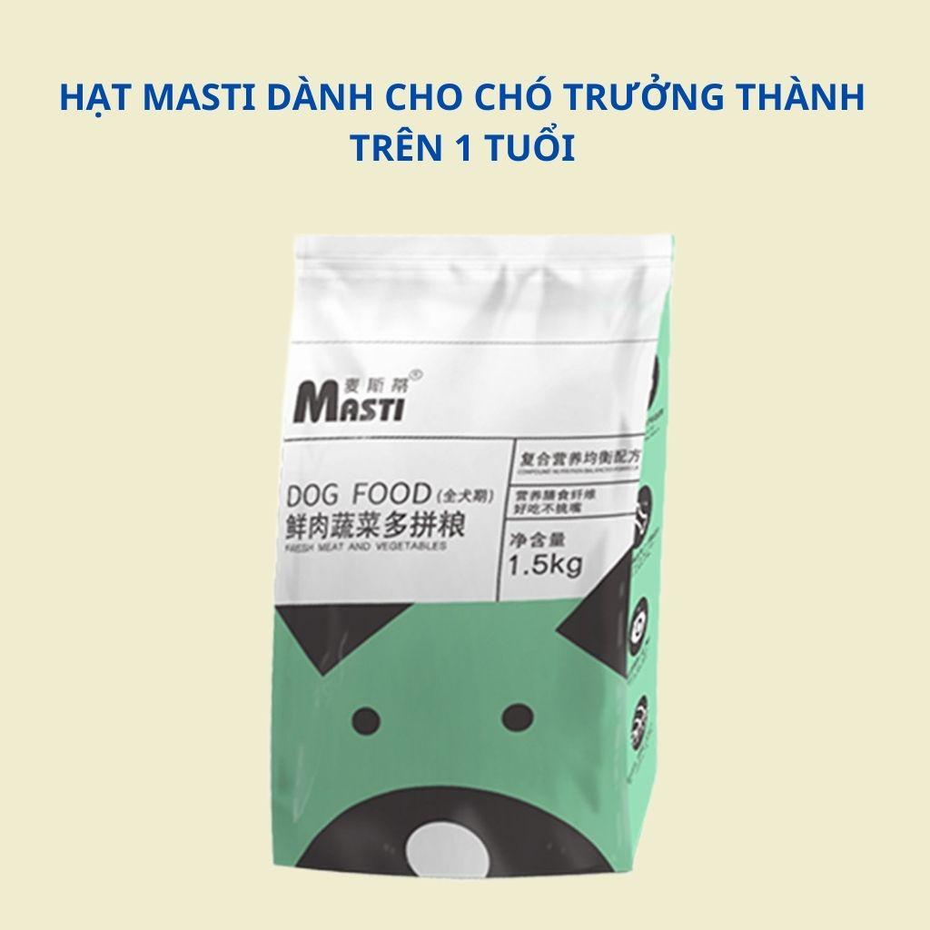 Thức ăn hạt MASTI có mix hoa quả sấy, cung cấp đủ dinh dưỡng cho chó - Gói 500g/ 1,5kg