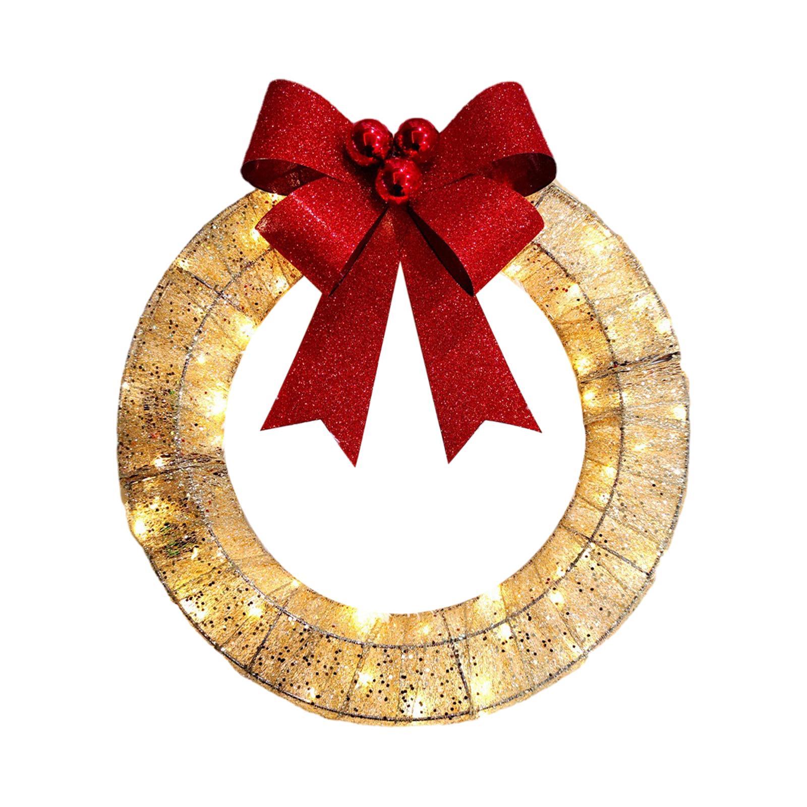 Christmas Wreath Flower Wreaths Ornaments Warm Light Wreath Front Door Wreath for Outdoor Home Window Living Room Balcony