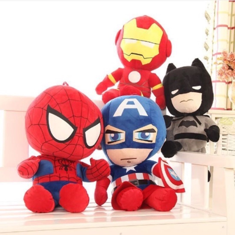 Gấu Bông Siêu Anh Hùng Các Loại Siêu Dễ Thương Cho Bé (27cm---&gt;40cm) Người Sắt, Người Dơi, Người Nhện, Siêu Nhân, Đội Trưởng Mỹ Hàng Cao Cấp, An Toàn Cho Trẻ Nhỏ