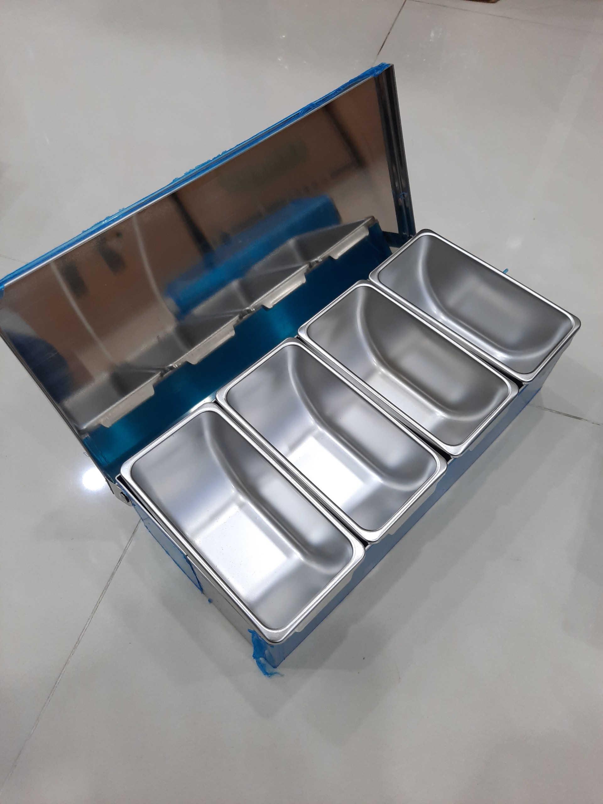 Hộp Đựng Gia Vị Dài Inox Cao Cấp Tặng 1 Nhíp Nhổ Lông Gà / Vịt