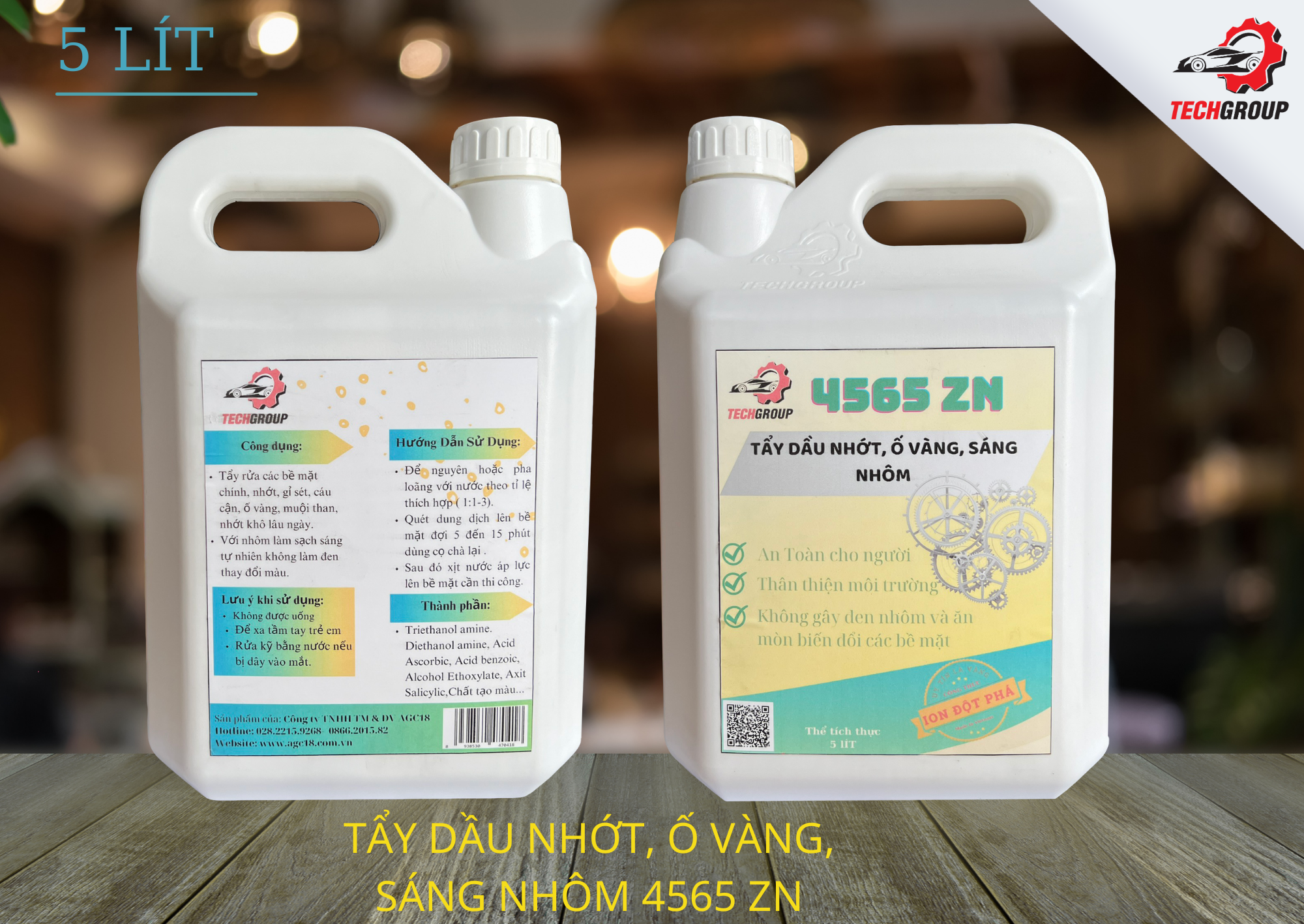 Dung dịch tẩy dầu nhớt, ố vàng, sáng nhôm Techgroup 4565 ZN – 5 Lít (giá đã giảm 10%)