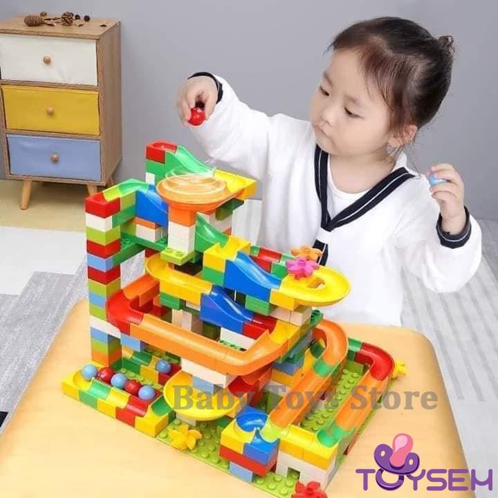 Đồ chơi lắp ráp mô hình cầu trượt thả bi 206 chi tiết JS8017 - Quà tặng sinh nhật cho bé đồ chơi xếp hình