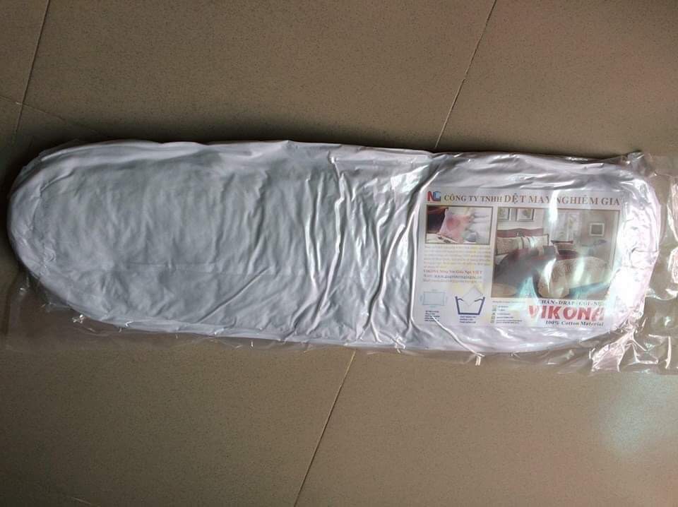 Gối Ôm Hơi Bông 100% VIKONA Cao Cấp Có Khóa Kéo 35x100