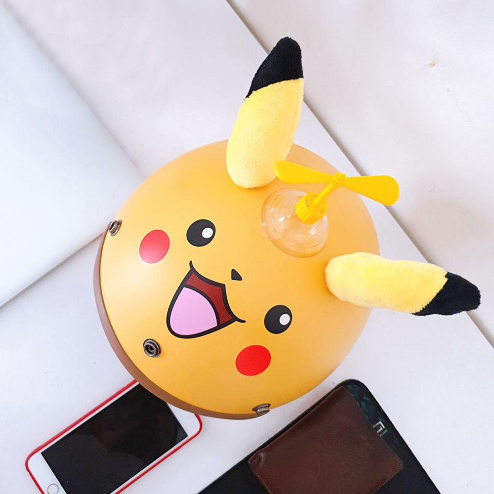 Nón Bảo Hiểm Phượt SRT 3/4 Pikachu tặng chong chong gắn nón màu ngẫu nhiên + Kèm lưỡi chai chống nắng, chống chói tự tháo lắp siêu tiện lợi