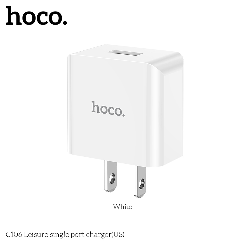 Củ sạc Hoco C106 10.5W chân US tiêu chuẩn 1 cổng USB - Hàng Chính Hãng