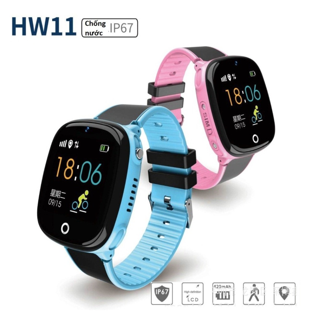 Đồng hồ thông minh trẻ em Smartwatch for Kid HW11 new, định vị GPS, nghe gọi 2 chiều, cảm ứng, tiếng việt, camera, kháng nước IP67, thiết kế đẹp, cao cấp - Hàng nhập khẩu