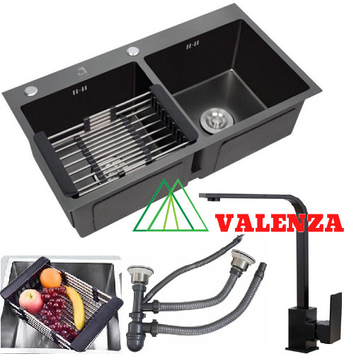 Combo chậu rửa chén bát nano Valenza sus304 + vòi nano kháng khuẩn Valenza sus304 kích thước 8245 hố cân