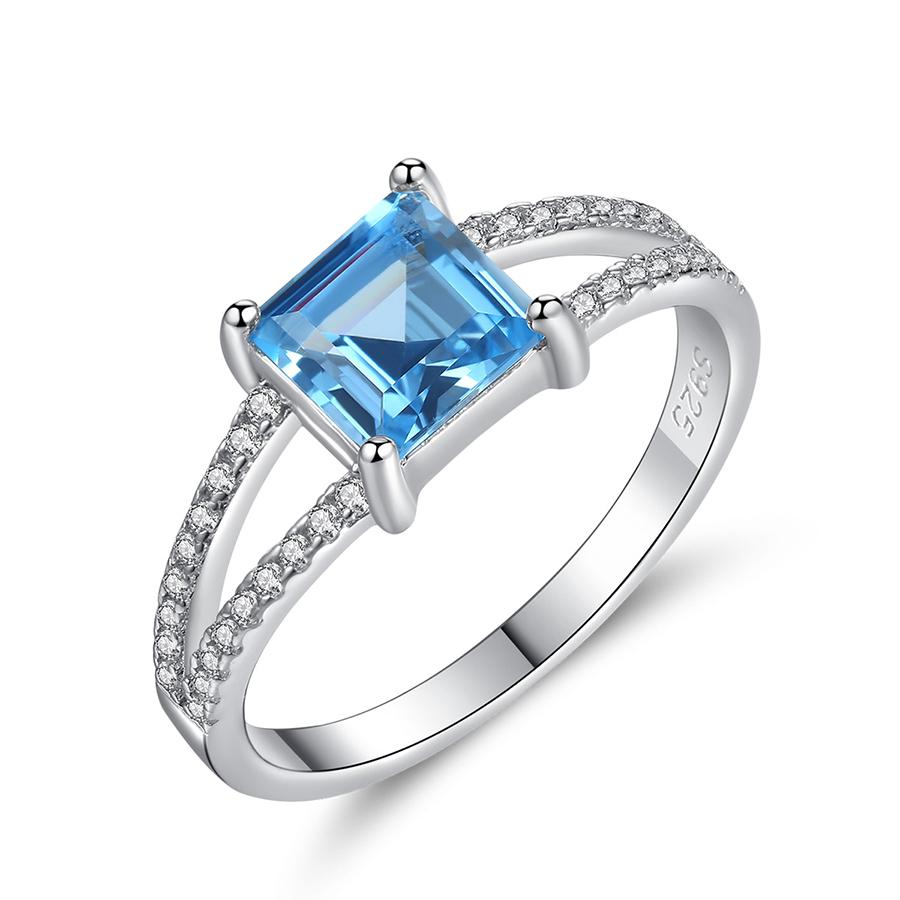 Bộ Trang Sức Bạc Nữ Đẹp Đính Đá Topaz Xanh Cao Cấp 3 Món Bảo Ngọc Jewelry
