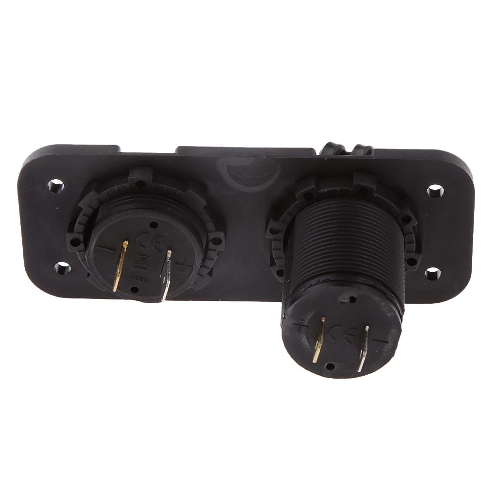 Marine Boat Car RV Voltmeter Dual USB Port 12V/24V Power Socket 2 Hole Panel