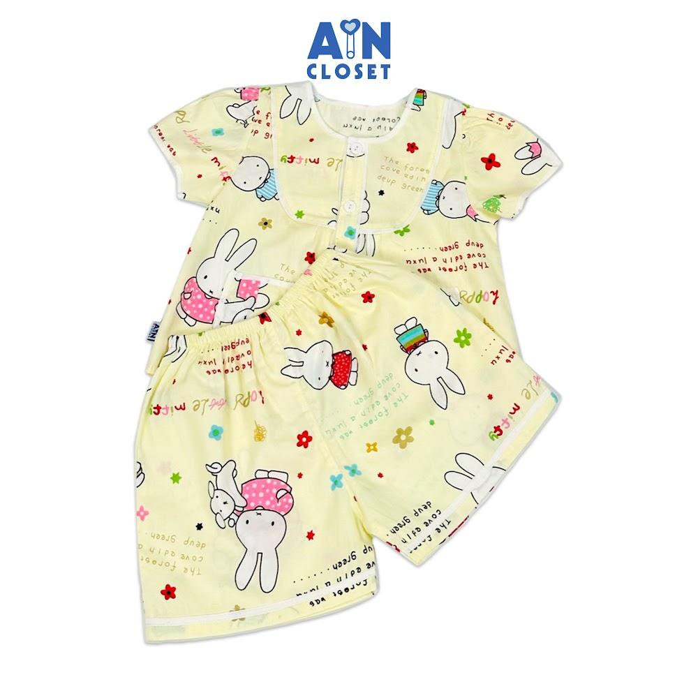 Bộ quần áo Ngắn bé gái họa tiết Thỏ Miffy Vàng cotton - AICDBGW8VYNQ - AIN Closet