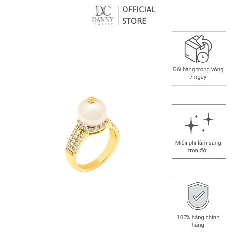 Nhẫn Nữ Danny Jewelry Bạc 925 Đính Ngọc Ốc Viền Đá CZ Xi Rhodium/Vàng hồng/Vàng 18k N0090
