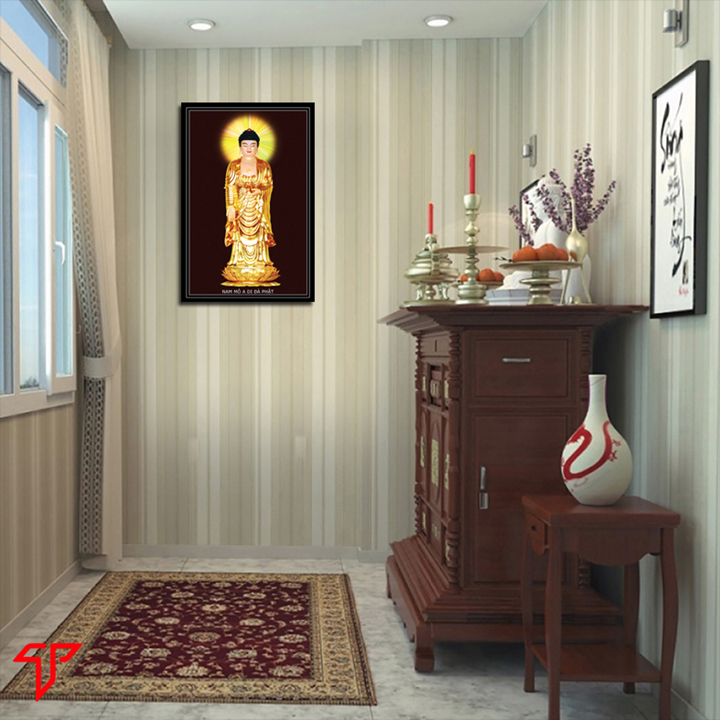 Tranh treo tường hình phật trang trí nơi thờ cúng mẫu tam thánh, adida, quan thế âm, phật thích ca, Tranh Phật Giáo Adida Phật 2267