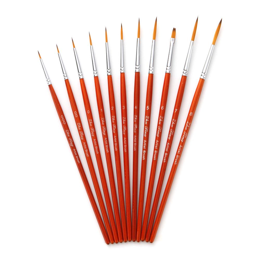11 cái Vẽ Bộ Cọ Sơn Bộ Cọ Vẽ Nghệ Sĩ Nylon Tóc Tròn Tròn Bút Chi Tiết Bàn Chải Sơn cho Nghệ Sĩ Acrylic