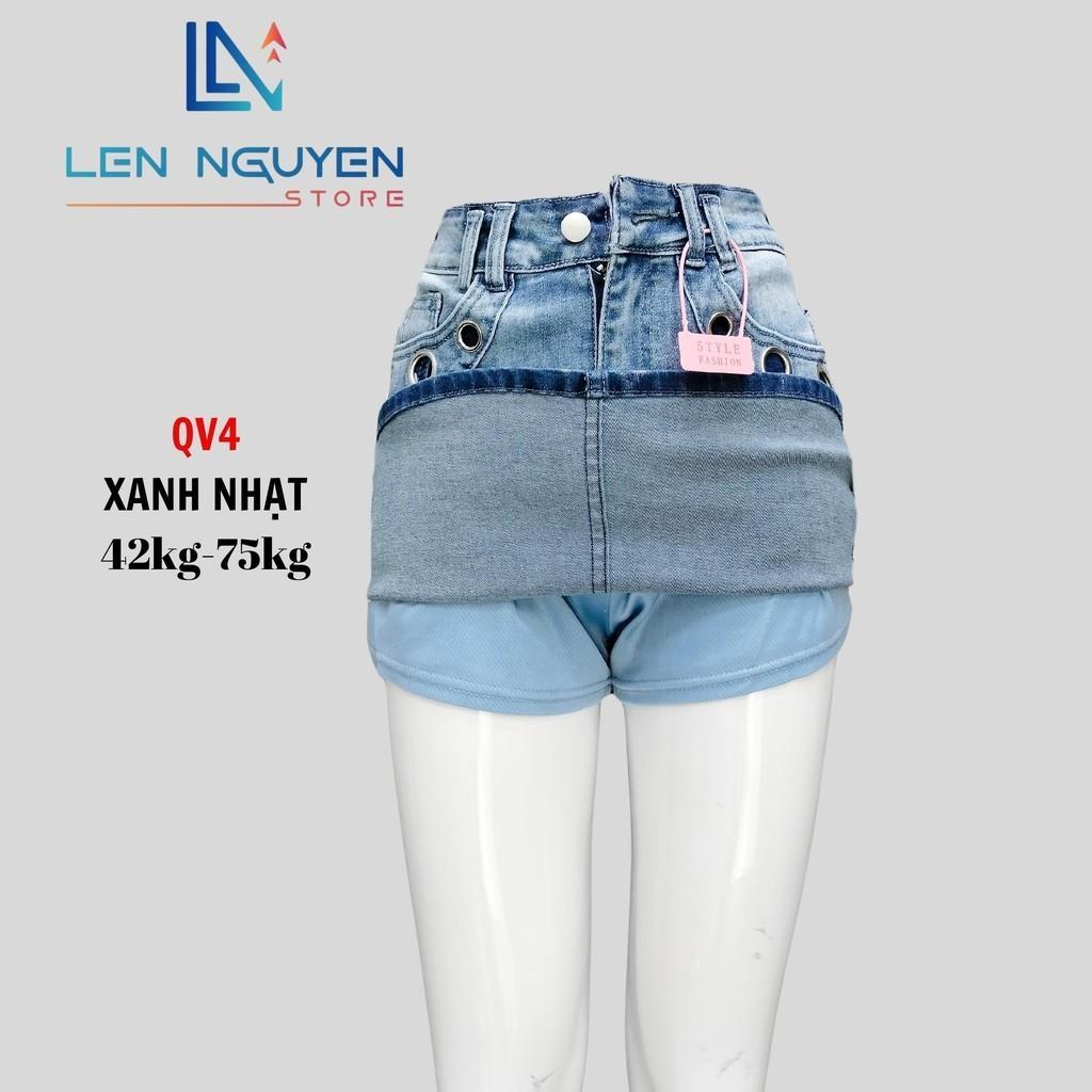 Quần jean nữ, quần váy, lưng cao, quần bò nữ dáng ôm, quần rin nữ có big size, cho 42kg đến 75kg, - Xanh Nhạt