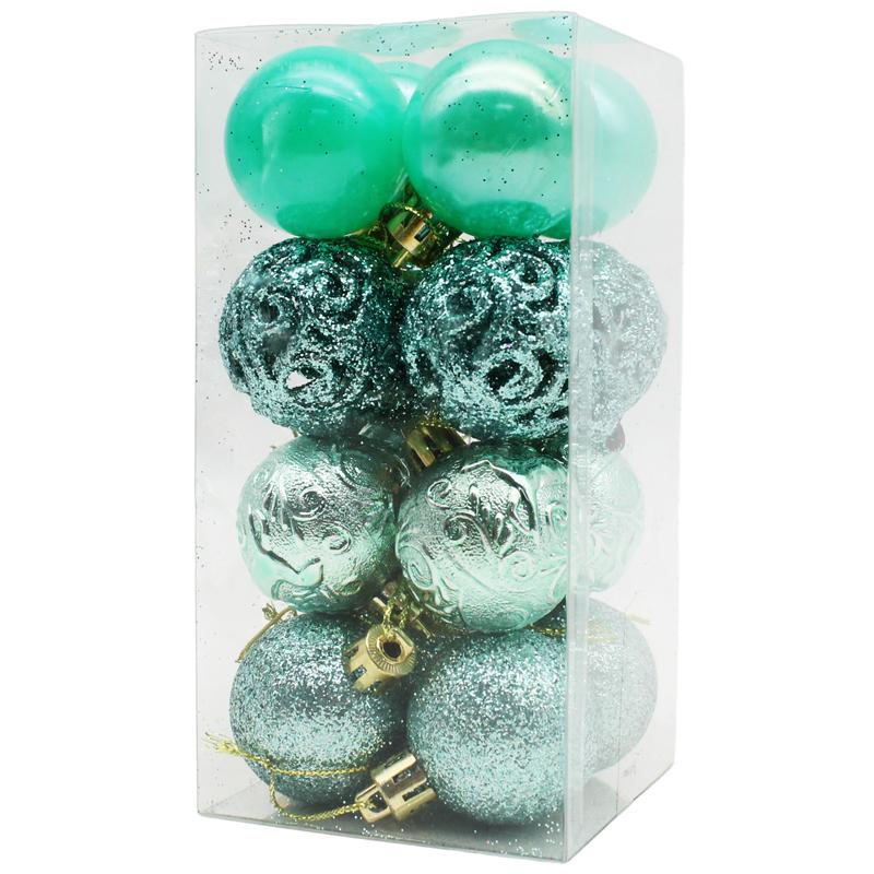Hộp 16 Trái Châu Trang Trí Giáng Sinh - 4ADKIE16 - Màu Xanh Mint