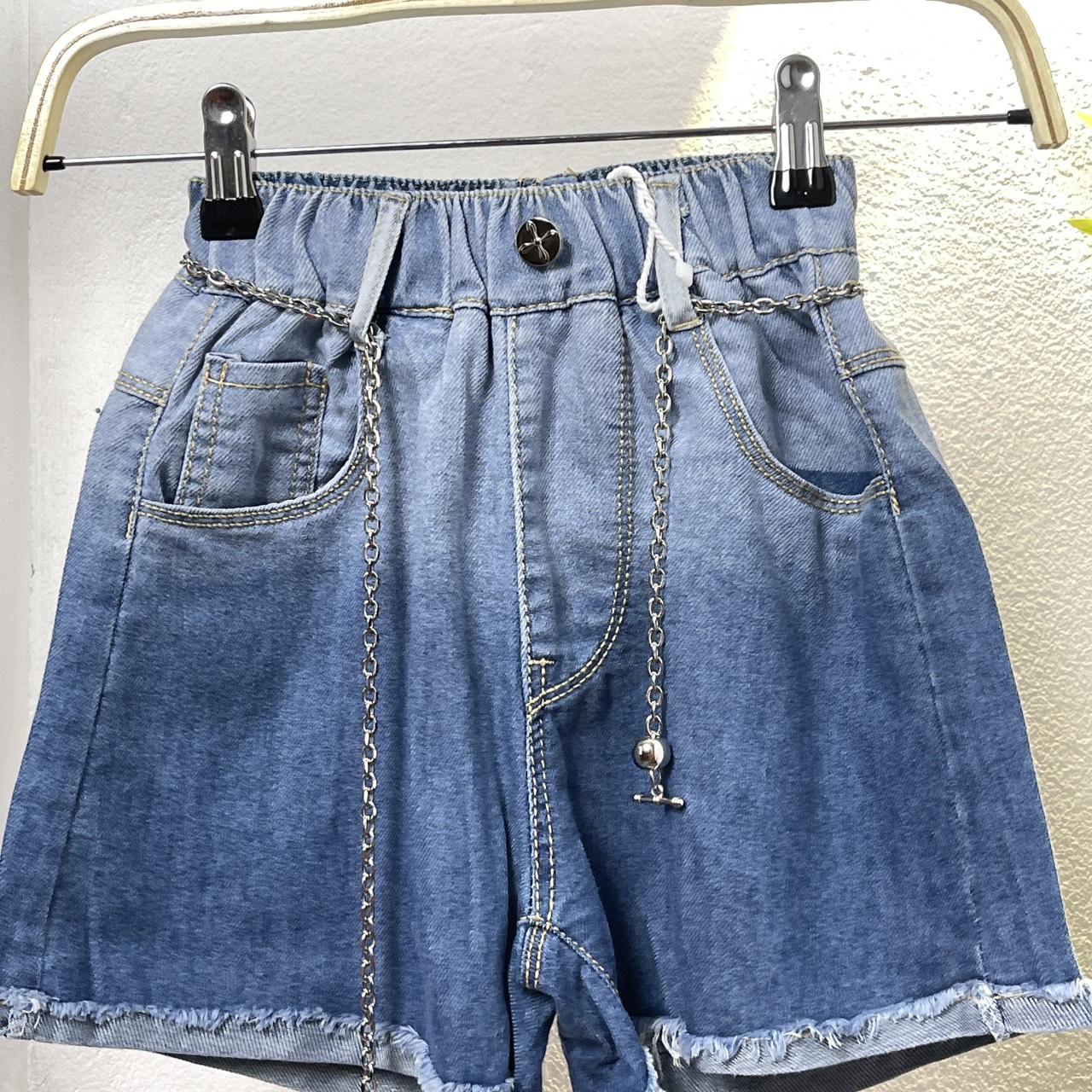 Quần đùi bé gái vải bò size đại, Short jean cho bé 5-10 tuổi màu loang co giãn mềm mại kiểu dáng thời trang