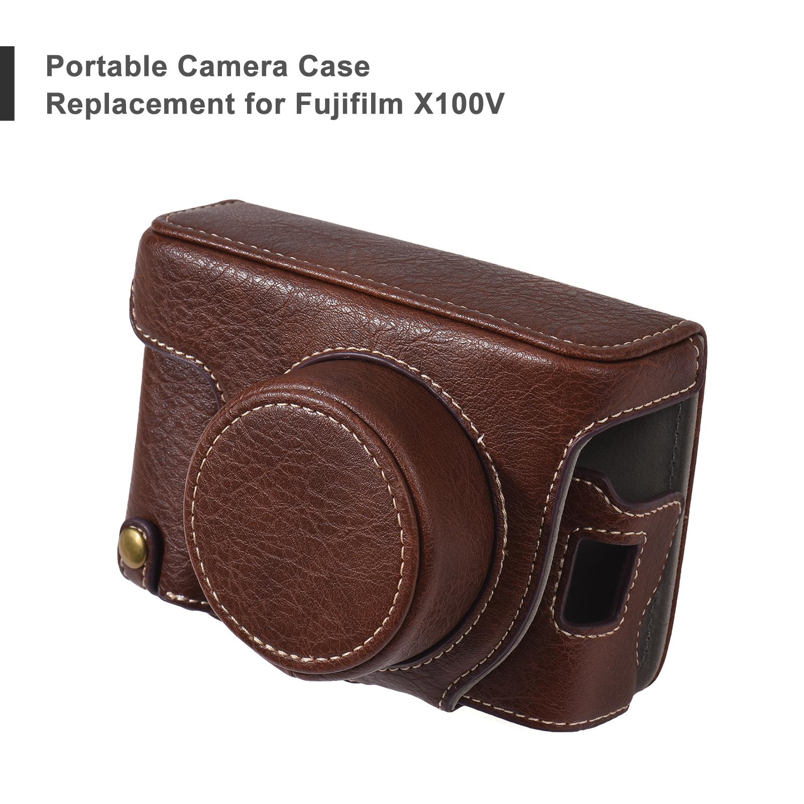 Portable Camera Case Synthetic Leather Camera Carry Bag with Shoulder Strap Replacement for Fujifilm X100V/ X100F Camera