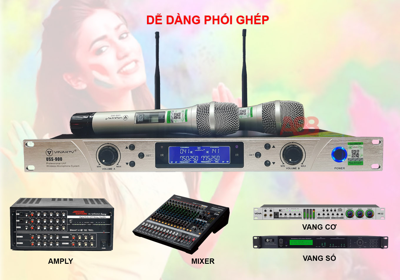 Micro không dây VinaKTV USS 900 - Hàng chính hãng