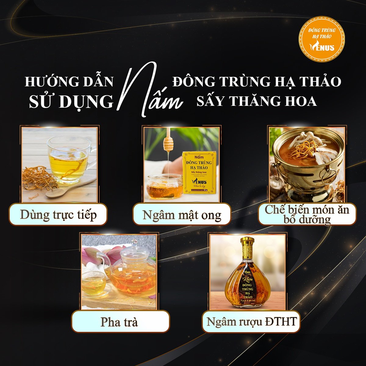 Nấm đông trùng hạ thảo Venus sấy thăng hoa 20g - Khỏe là đẹp, tăng đề kháng, hỗ trợ sức khỏe sinh lý cho cả nam và nữ, chống suy nhược