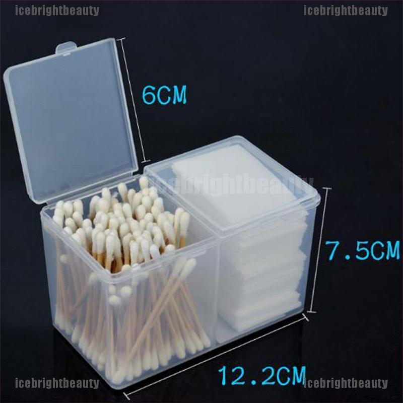 ICEB Twin Well Empty Grids Portable Storage Case Wipe Pads Cotton Swab Container