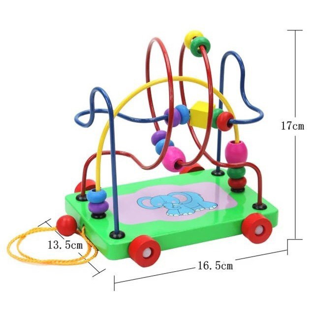 Đồ chơi gỗ - Bộ xe kéo luồn hạt gỗ cho bé